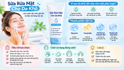Sữa rửa mặt cho da khô: cấp nước và dưỡng ẩm nhẹ